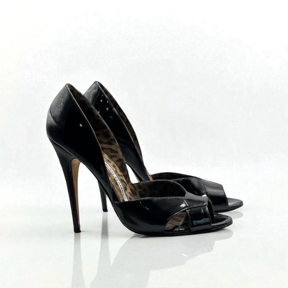 Manolo Blahnik Stiletto Heels Black Patent Leather - Picture 15 of 17